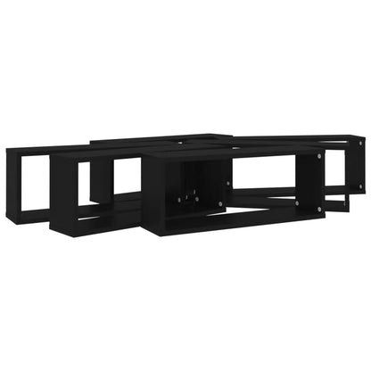 Vägghyllor 6 st svart 60x15x23 cm konstruerat trä