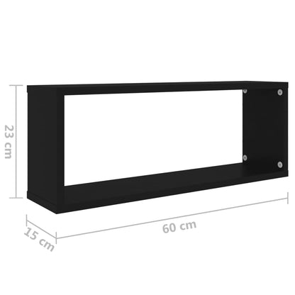 Vägghyllor 6 st svart 60x15x23 cm konstruerat trä