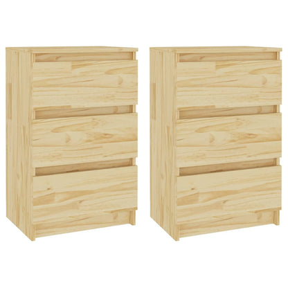 Sängbord 2 st 40x29,5x64 cm massiv furu