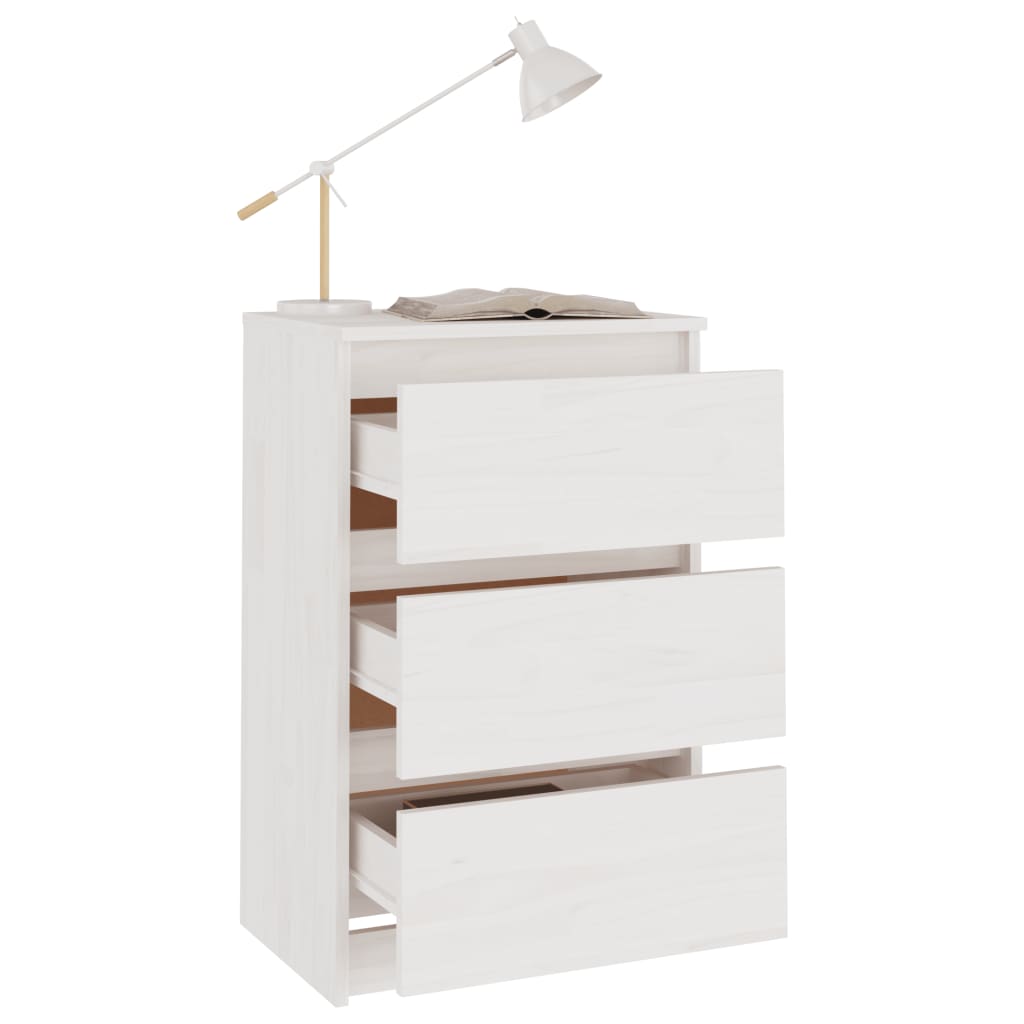 Sängbord 2 st vit 40x29,5x64 cm massiv furu