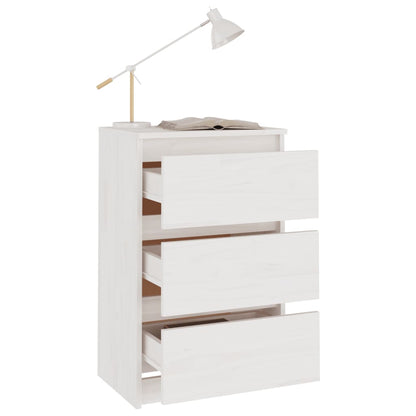 Sängbord 2 st vit 40x29,5x64 cm massiv furu