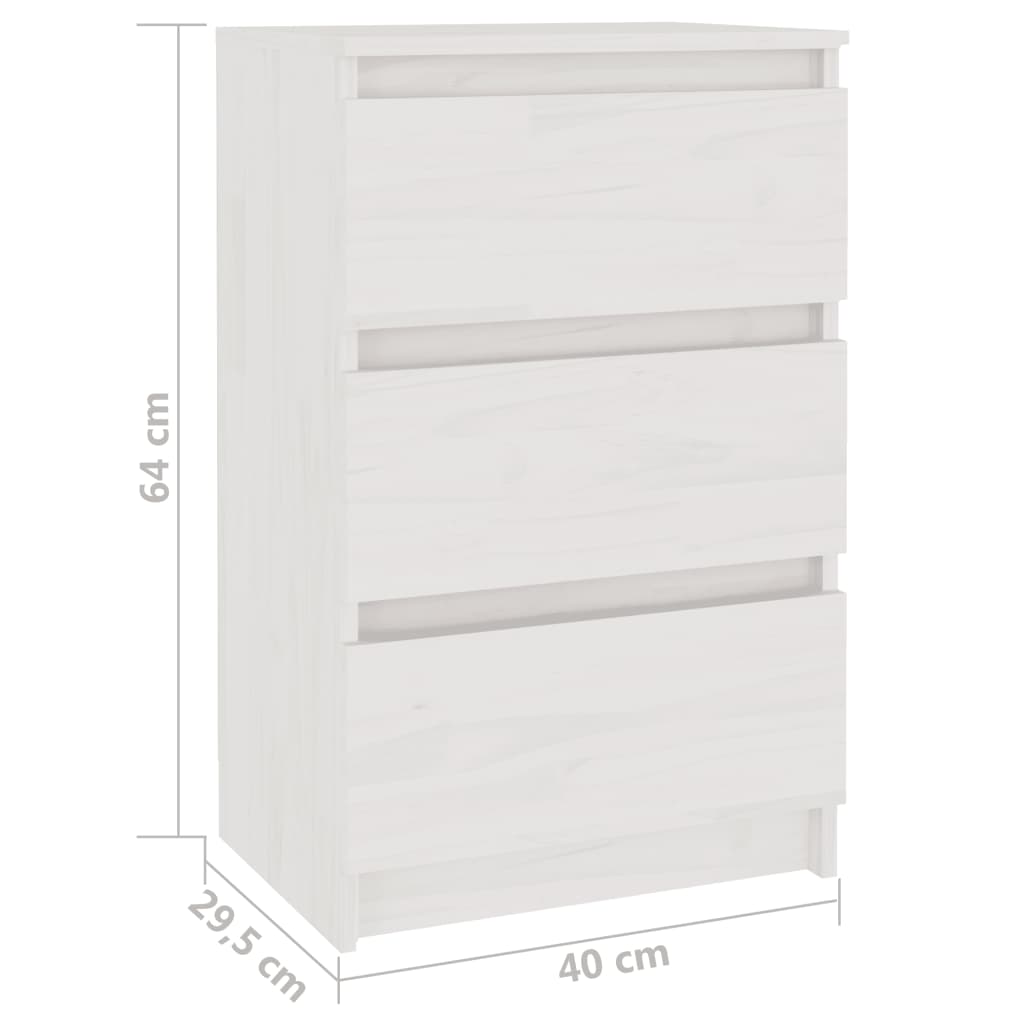 Sängbord 2 st vit 40x29,5x64 cm massiv furu