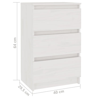 Sängbord 2 st vit 40x29,5x64 cm massiv furu