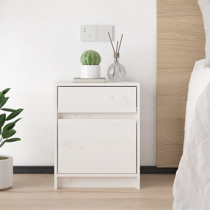 Sängbord 2 st vit 40x31x50 cm massivt furu