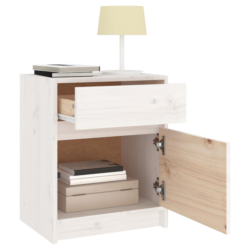 Sängbord 2 st vit 40x31x50 cm massivt furu