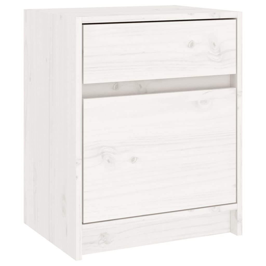 Sängbord 2 st vit 40x31x50 cm massivt furu