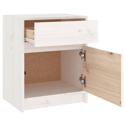 Sängbord 2 st vit 40x31x50 cm massivt furu