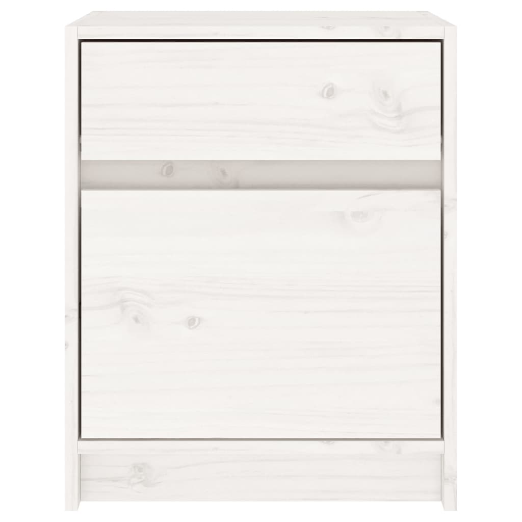Sängbord 2 st vit 40x31x50 cm massivt furu