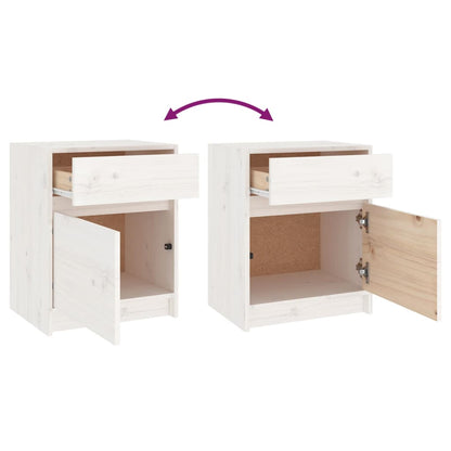 Sängbord 2 st vit 40x31x50 cm massivt furu
