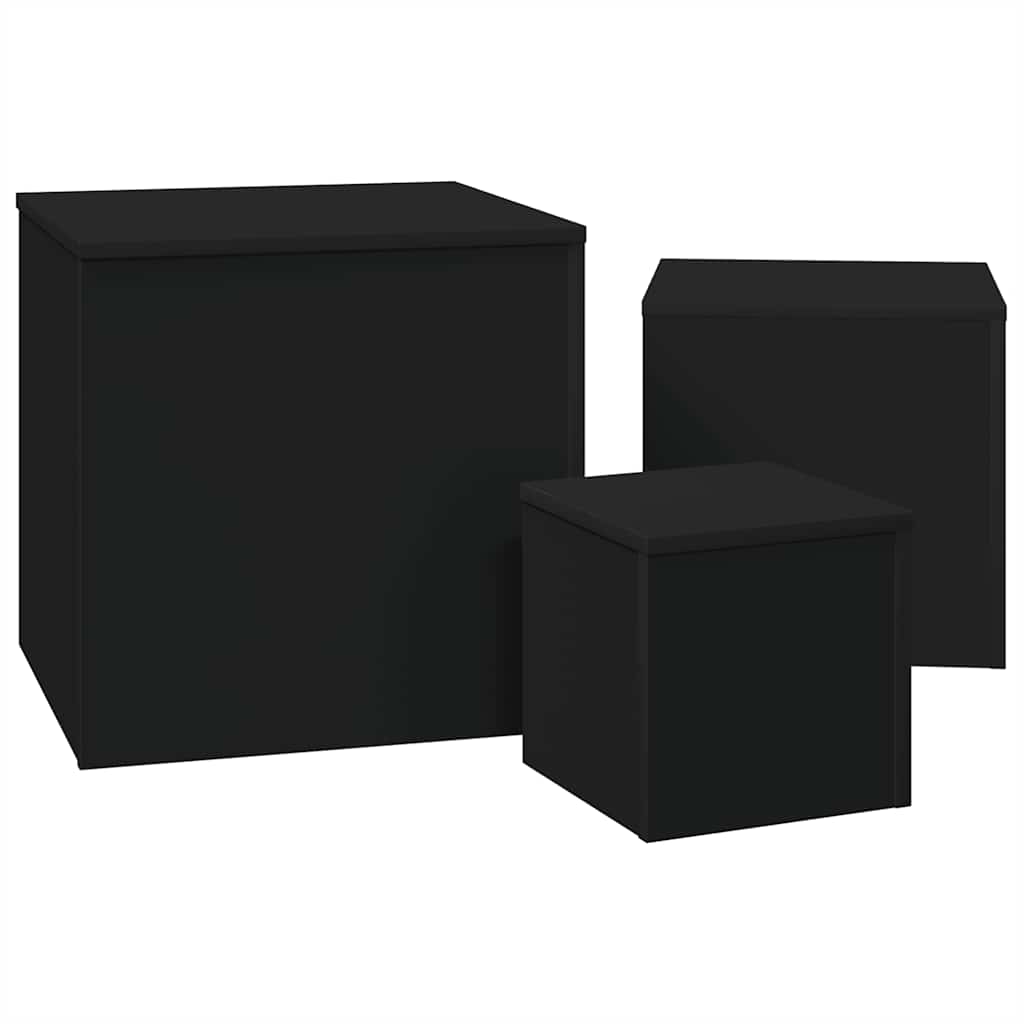 Sidobord Svart 3 st