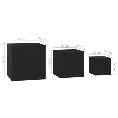 Sidobord Svart 3 st