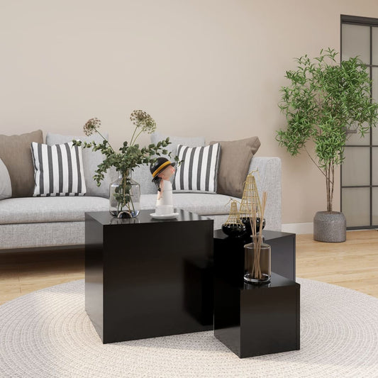 Sidobord Svart 3 st