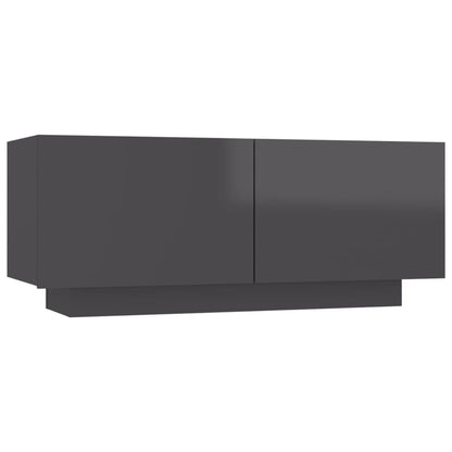 Sängbord grå högglans 100x35x40 cm konstruerat trä