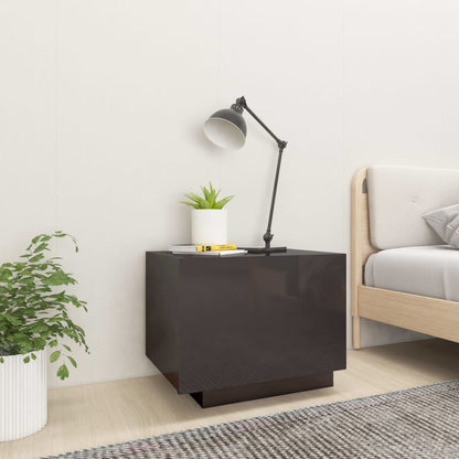 Sängbord grå högglans 100x35x40 cm konstruerat trä