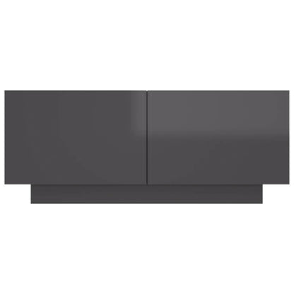 Sängbord grå högglans 100x35x40 cm konstruerat trä