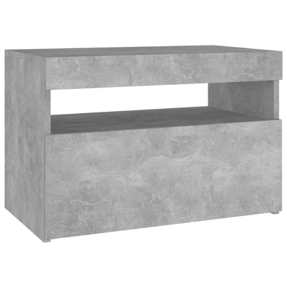 Sängbord med LED-belysning 2 st betonggrå 60x35x40 cm