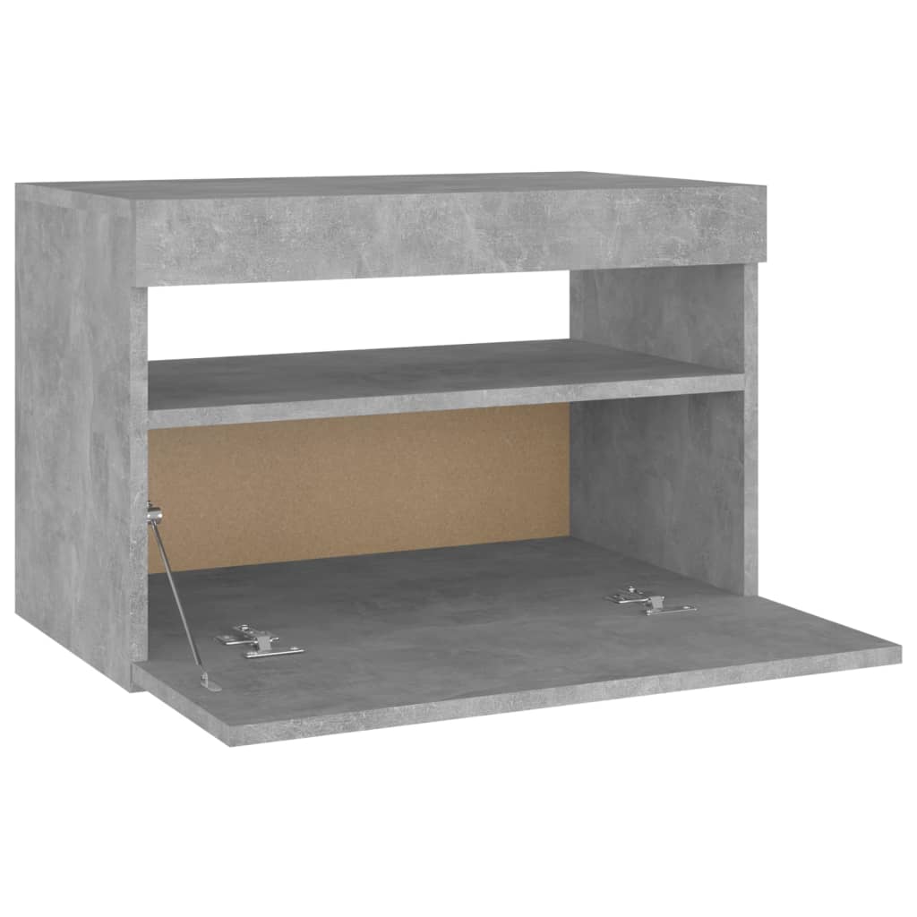 Sängbord med LED-belysning 2 st betonggrå 60x35x40 cm