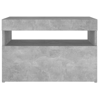 Sängbord med LED-belysning 2 st betonggrå 60x35x40 cm