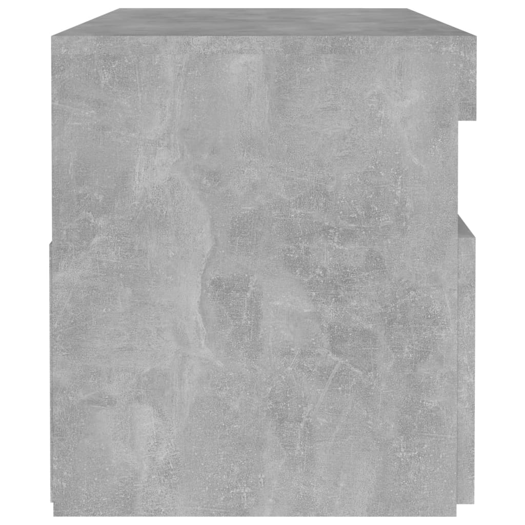 Sängbord med LED-belysning 2 st betonggrå 60x35x40 cm