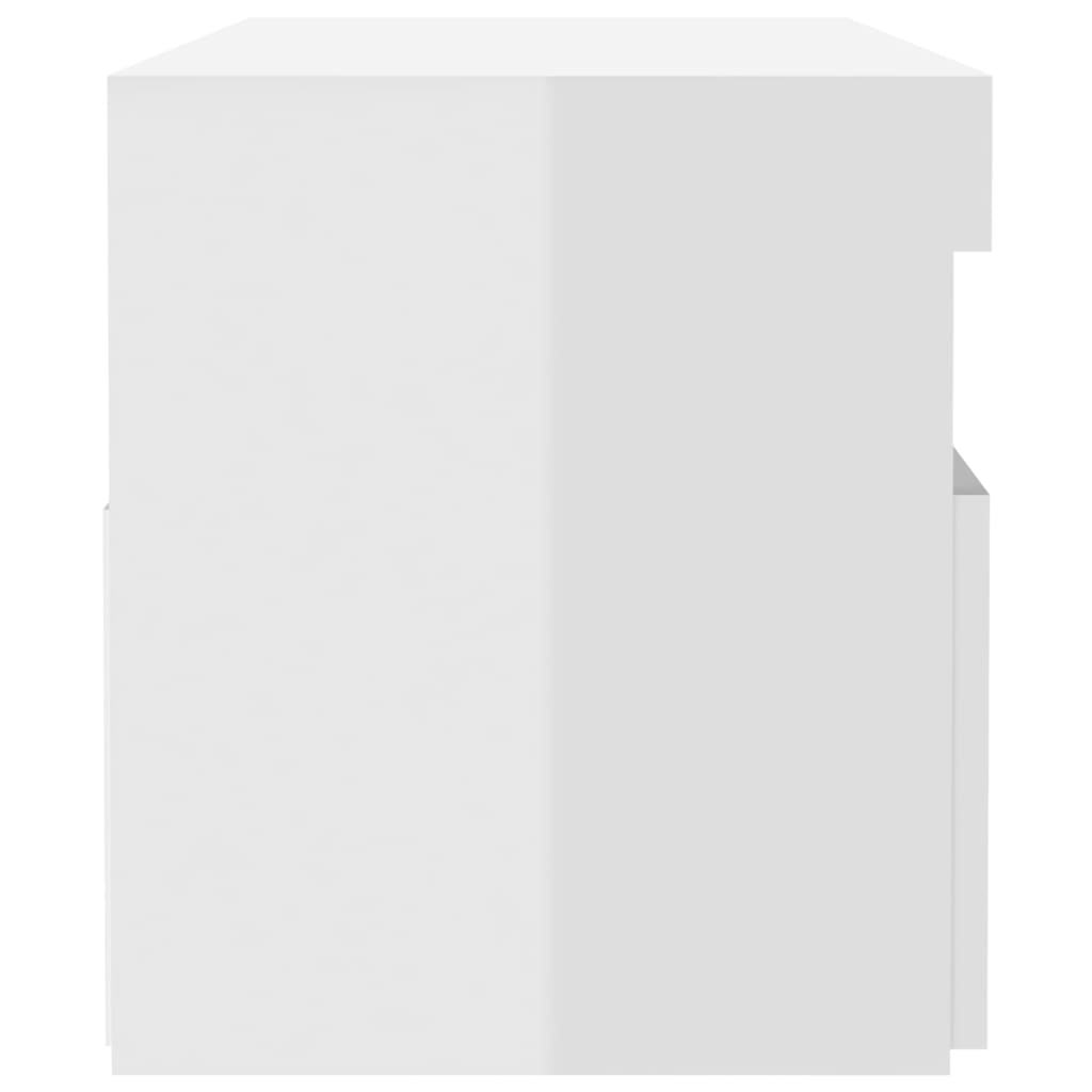 Sängbord med LED-belysning 2 st vit högglans 60x35x40 cm