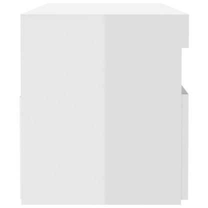 Sängbord med LED-belysning 2 st vit högglans 60x35x40 cm
