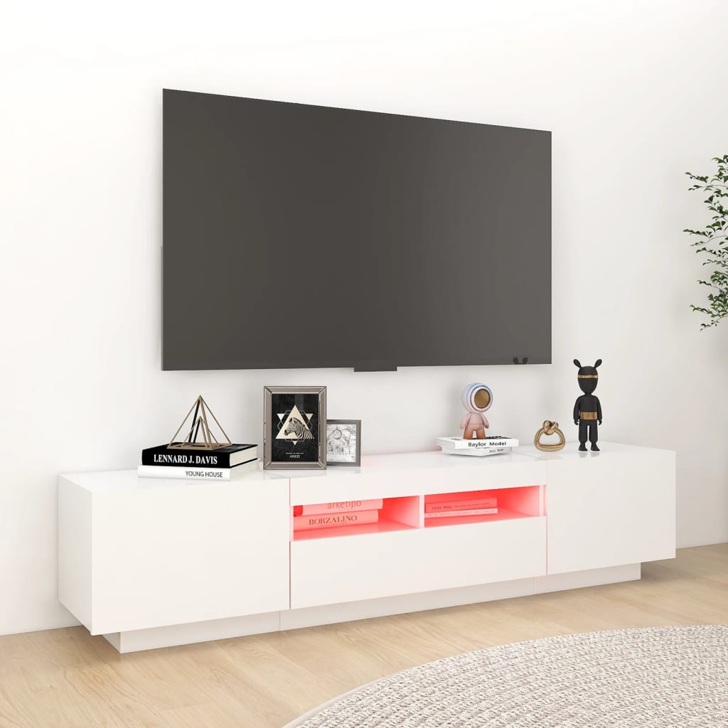 TV-Möbel Vit TV-Bänk LED 180x35x40 cm