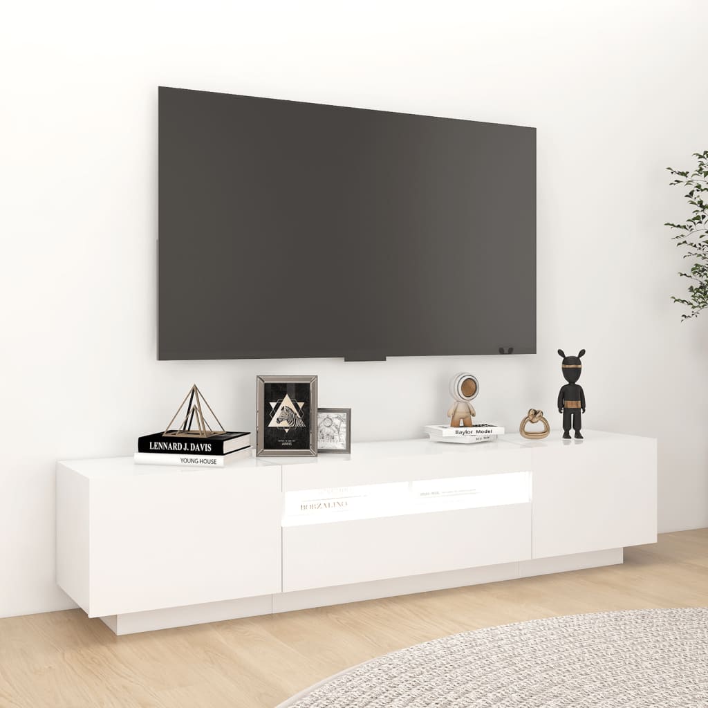 TV-Möbel Vit TV-Bänk LED 180x35x40 cm