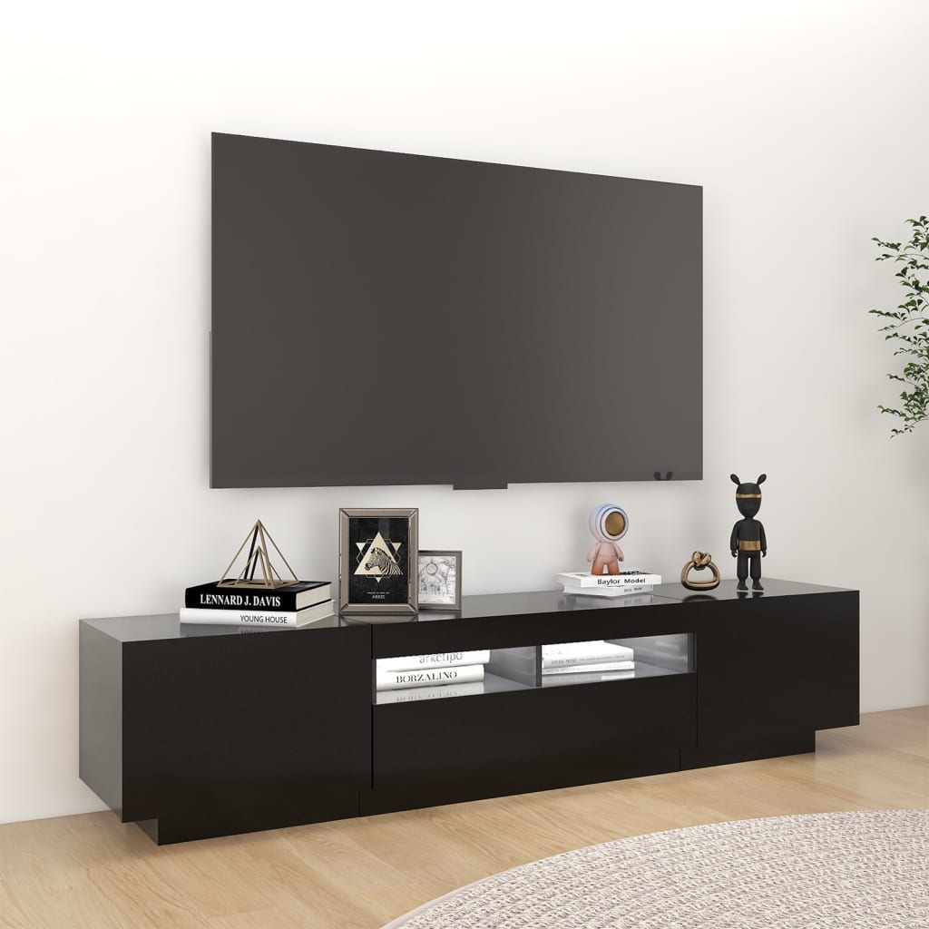 TV-Möbel Svart TV-Bänk LED 180x35x40 cm