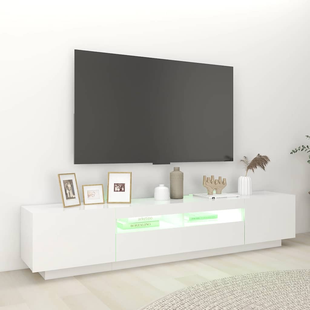 TV-Möbel Vit TV-Bänk LED 200x35x40 cm