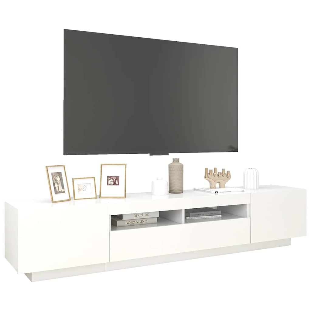TV-Möbel Vit TV-Bänk LED 200x35x40 cm