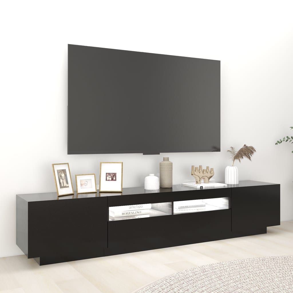 TV-Möbel Svart TV-Bänk LED 200x35x40 cm