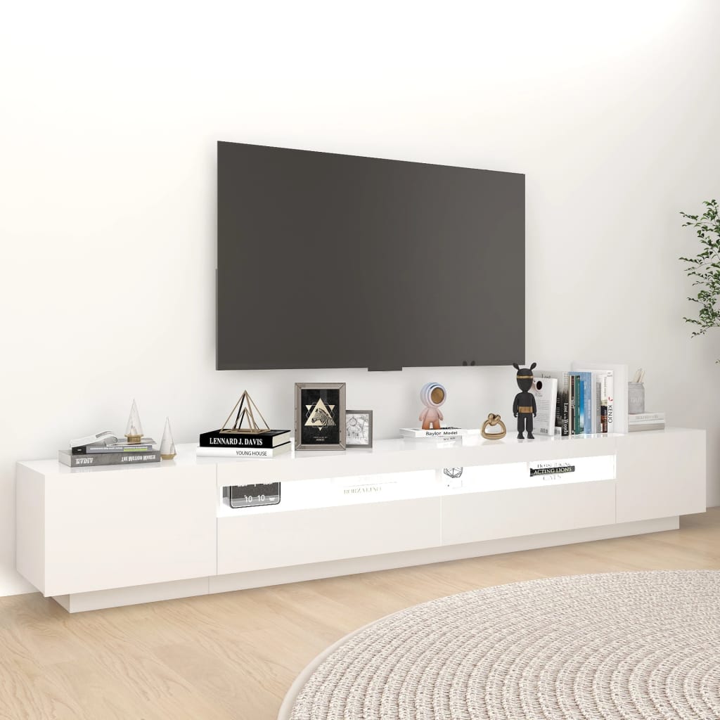 TV-Möbel Vit TV-Bänk LED 260x35x40 cm