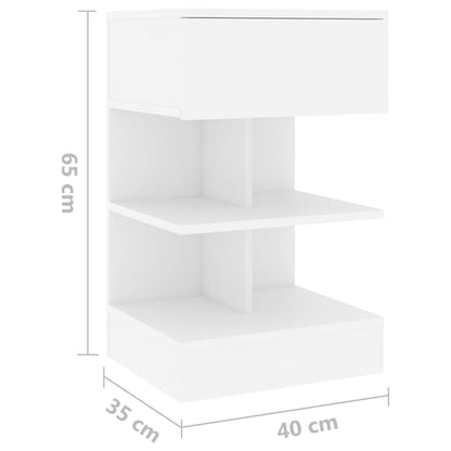 Sängbord 2 st vit 40x35x65 cm konstruerat trä