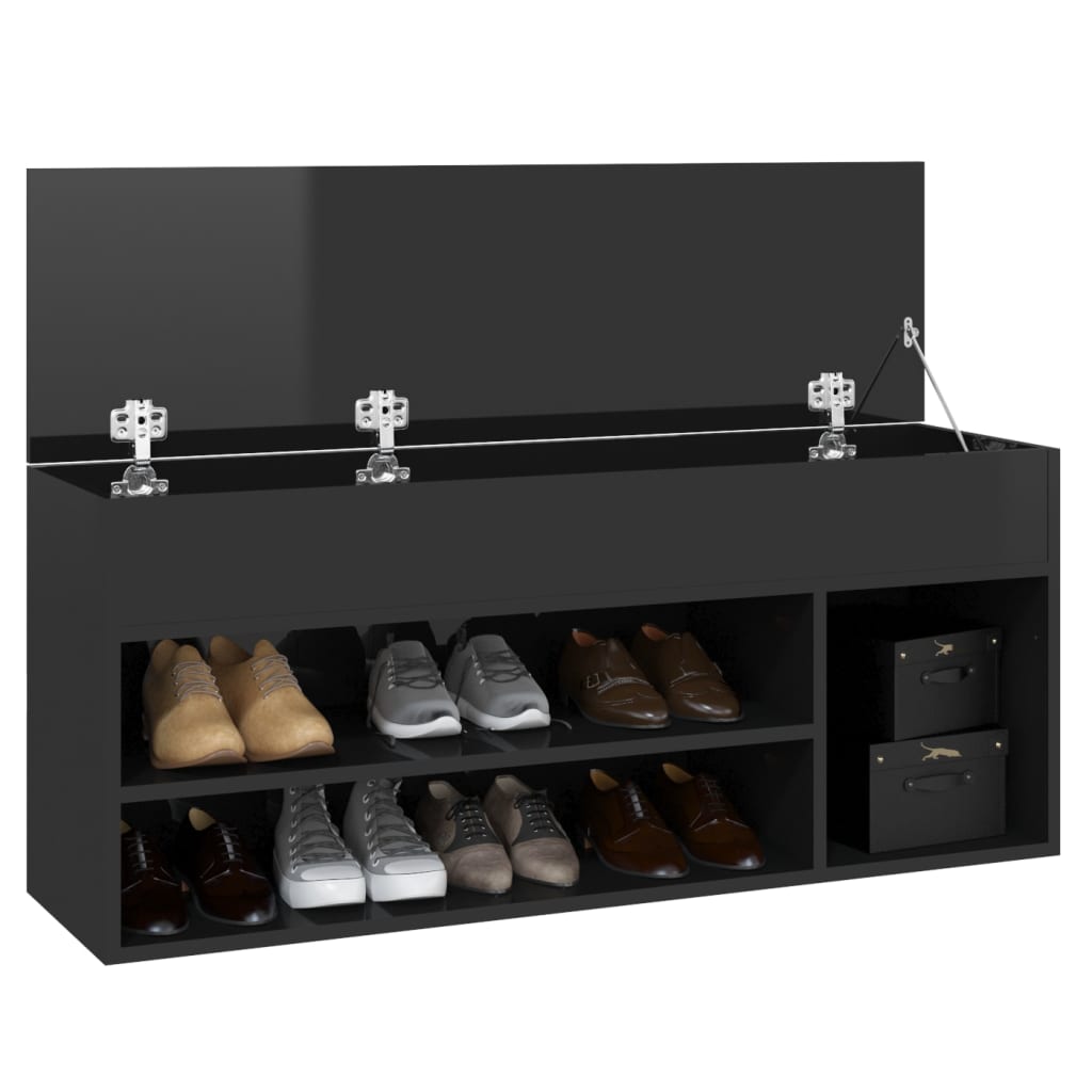 Skoställ Högglans Svart Skobänk 105x30x45 cm
