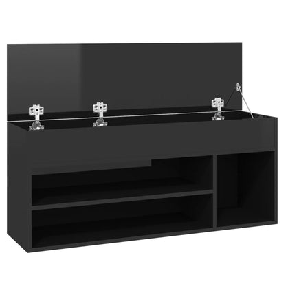 Skoställ Högglans Svart Skobänk 105x30x45 cm