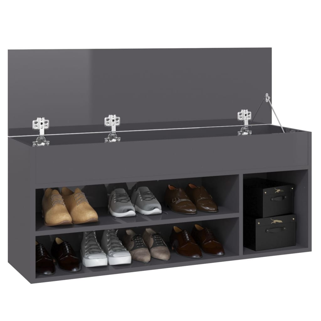 Skoställ Högglans Grå Skobänk 105x30x45 cm