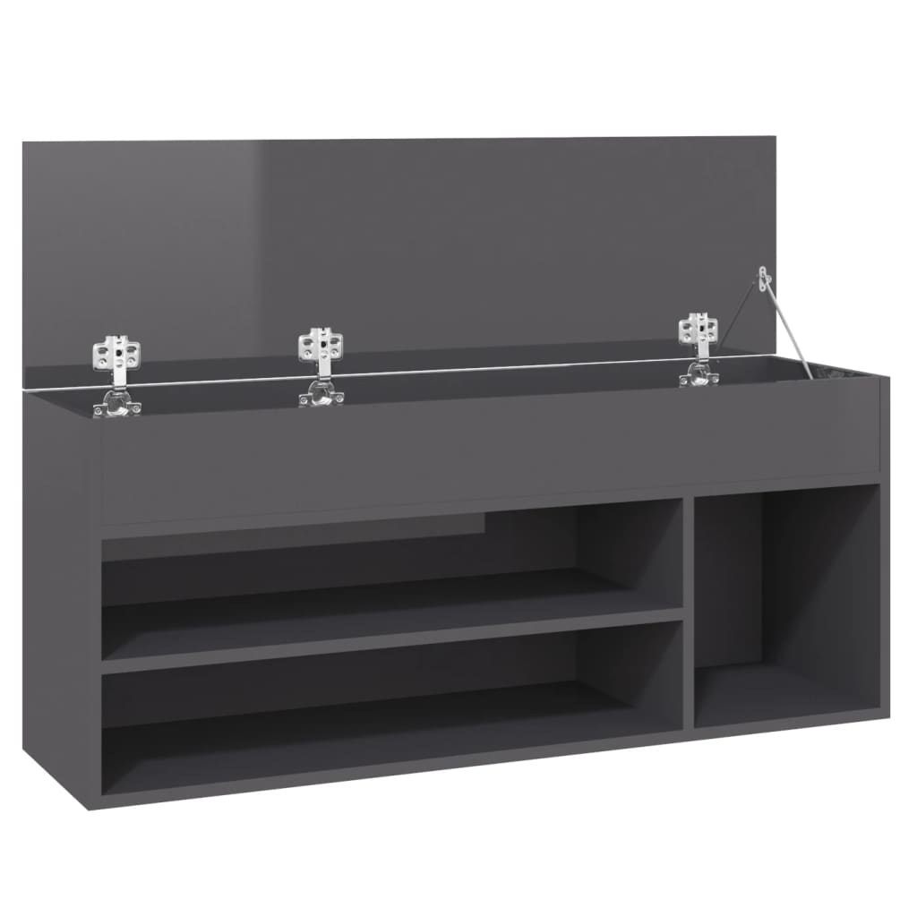 Skoställ Högglans Grå Skobänk 105x30x45 cm