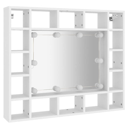 Badrumsspegel Spegelskåp LED Vit 91x15x76,5 cm