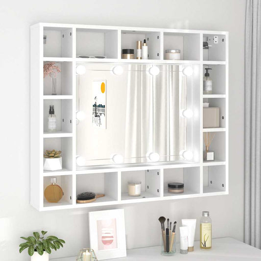 Badrumsspegel Spegelskåp LED Vit 91x15x76,5 cm