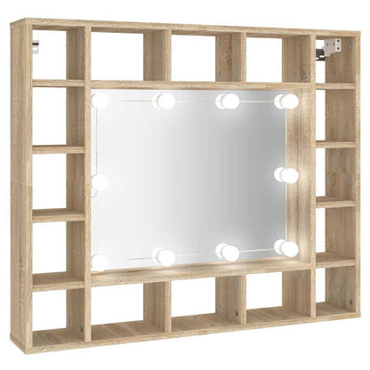 Badrumsspegel Spegelskåp LED Sonoma Ek 91x15x76,5 cm
