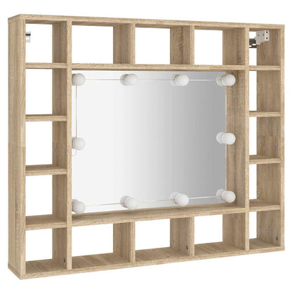 Badrumsspegel Spegelskåp LED Sonoma Ek 91x15x76,5 cm