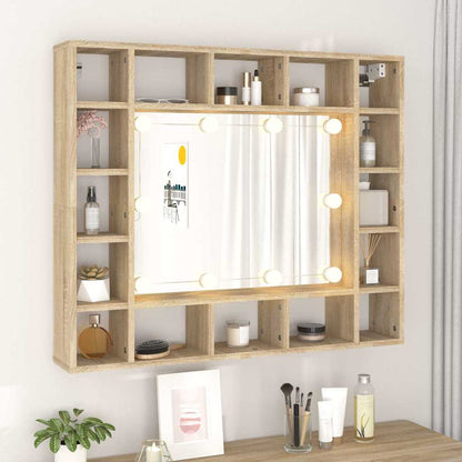 Badrumsspegel Spegelskåp LED Sonoma Ek 91x15x76,5 cm