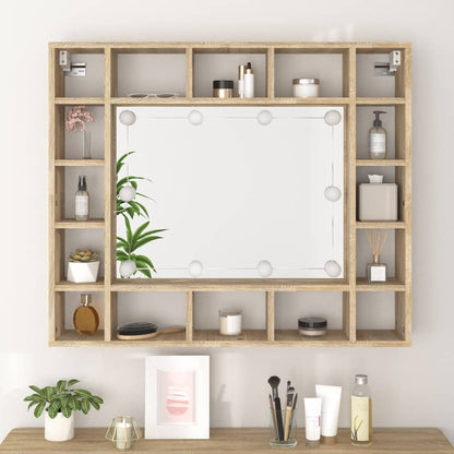 Badrumsspegel Spegelskåp LED Sonoma Ek 91x15x76,5 cm