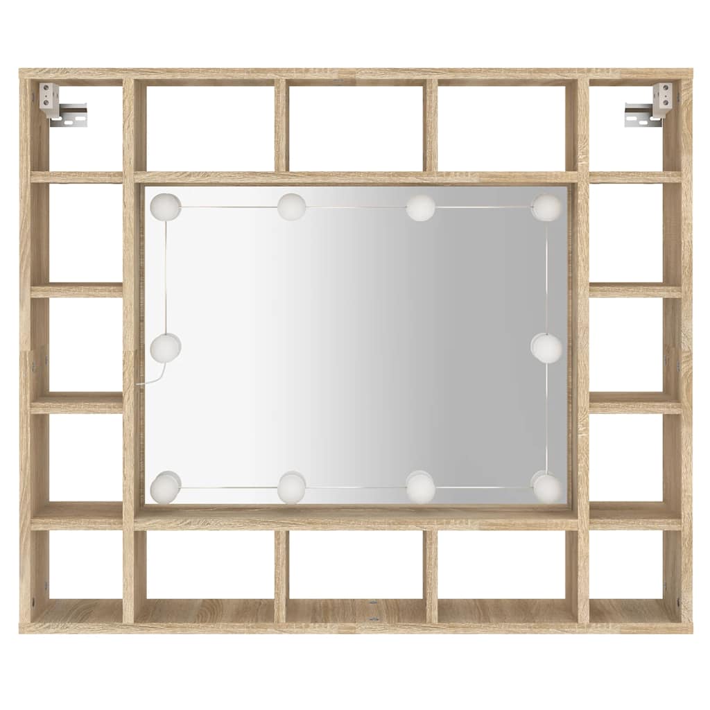 Badrumsspegel Spegelskåp LED Sonoma Ek 91x15x76,5 cm