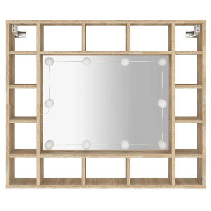 Badrumsspegel Spegelskåp LED Sonoma Ek 91x15x76,5 cm