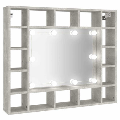 Badrumsspegel Spegelskåp LED Betonggrå 91x15x76,5 cm