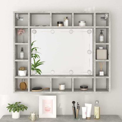 Badrumsspegel Spegelskåp LED Betonggrå 91x15x76,5 cm