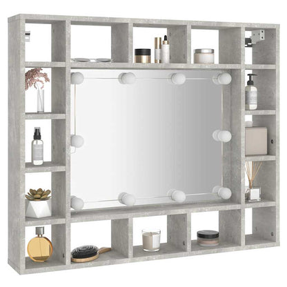 Badrumsspegel Spegelskåp LED Betonggrå 91x15x76,5 cm