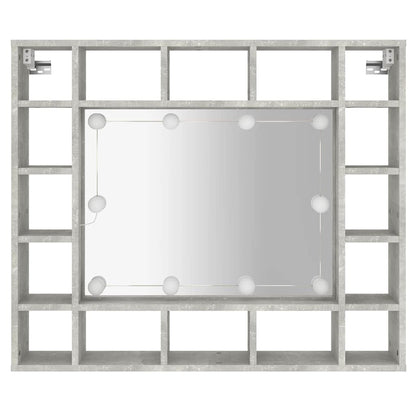 Badrumsspegel Spegelskåp LED Betonggrå 91x15x76,5 cm