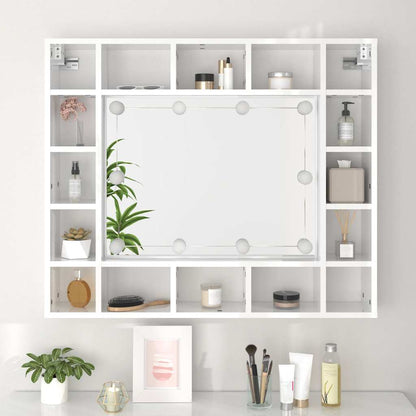 Badrumsspegel Spegelskåp LED Högglans Vit 91x15x76,5 cm